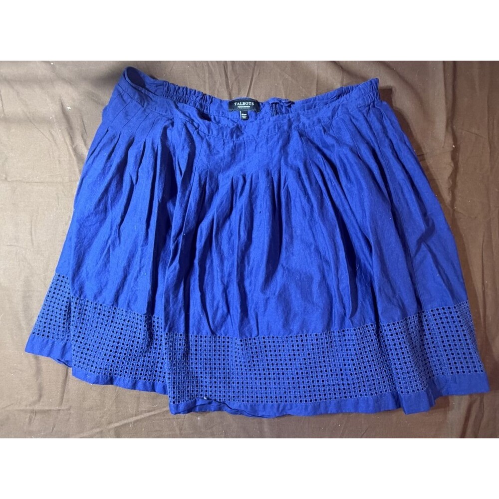 Talbots Women's Periwinkle Blue 100% Cotton Eyelet Skirt Fully Lined Size 18WP